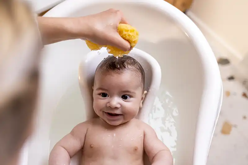 Baby enjoying bath time